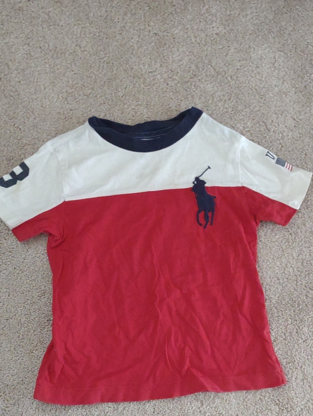 Polo Ralph Lauren Red, White & Navy Block Logo Tee Kids 3T 3 Years